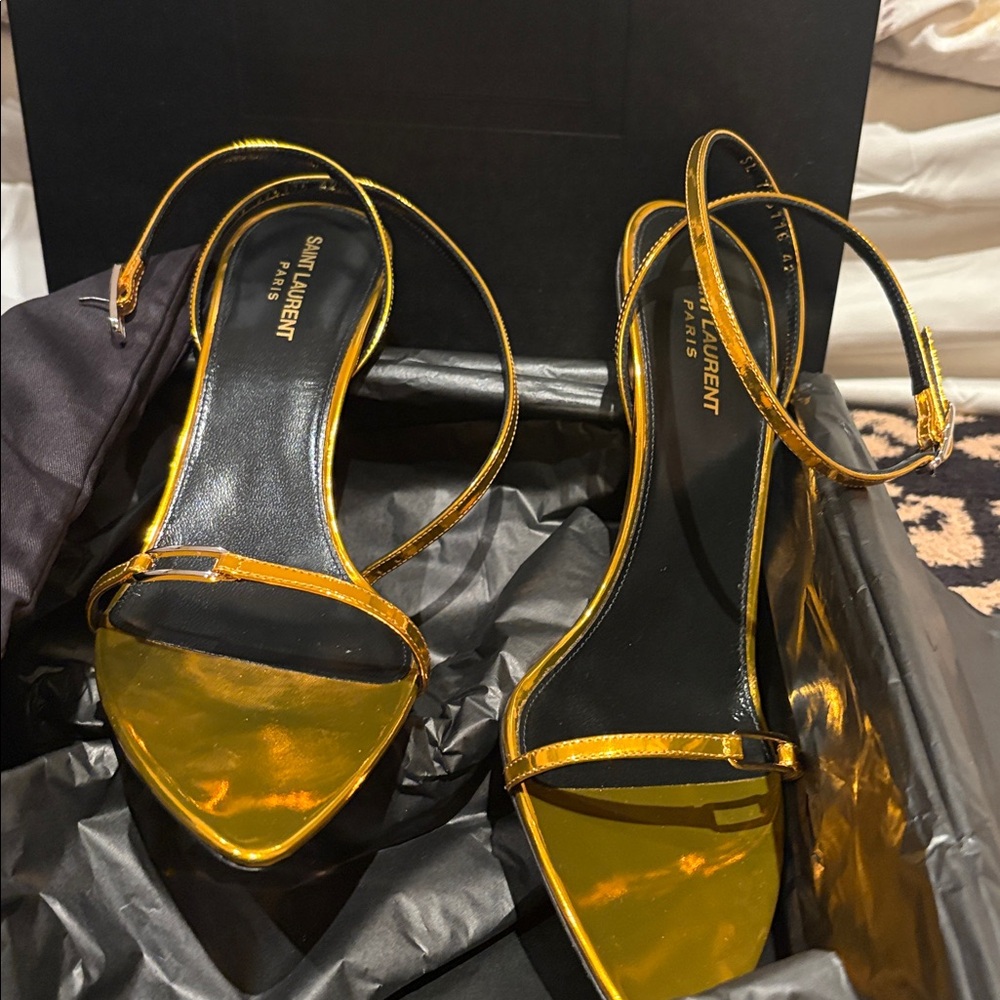 Saint Laurent Metallic Gold Heels